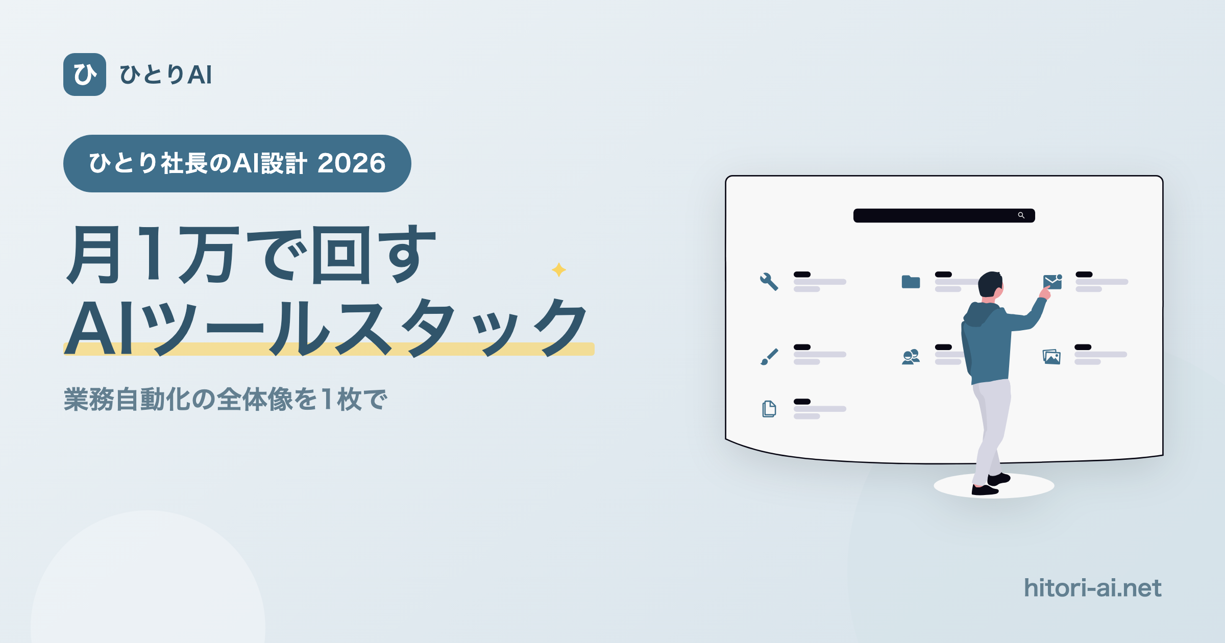 ひとり社長のAIツールスタック2026｜月1万円で業務自動化を回す全体設計